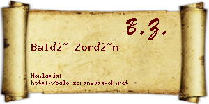 Baló Zorán névjegykártya